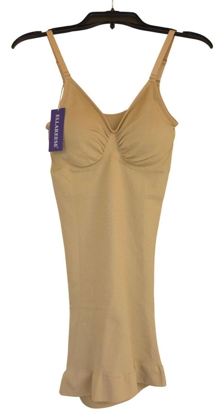 Ellareese Beige Shaping Slip Dress with Adjustable Straps